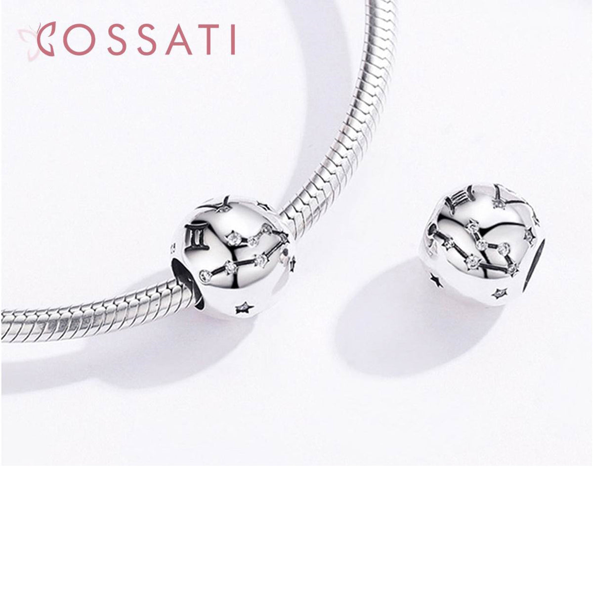 Charm De Plata Esterlina 925 Scc1218 Signos Del Zodiaco Color Géminis - 3