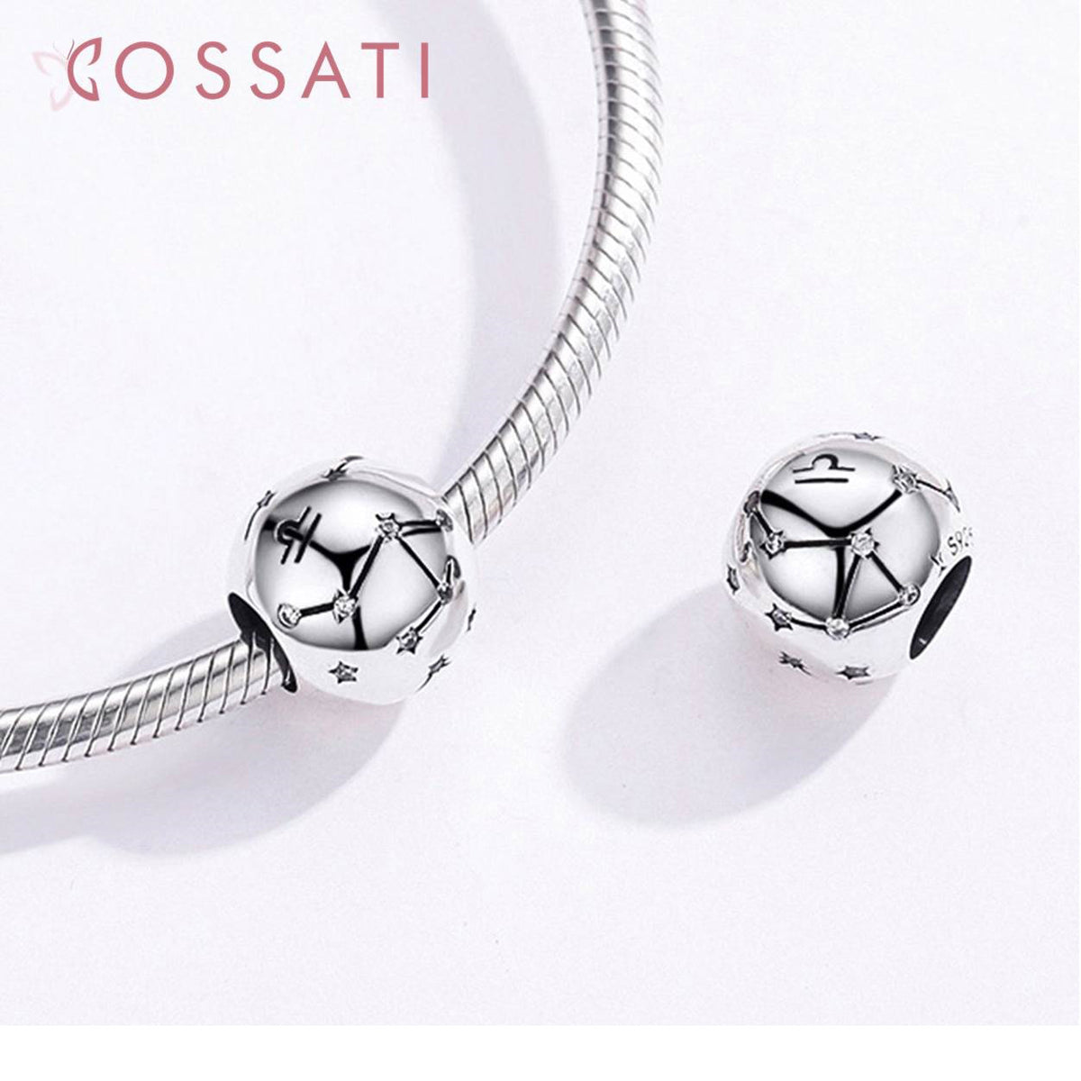Charm De Plata Esterlina 925 Scc1218 Signos Del Zodiaco Color Libra - 7