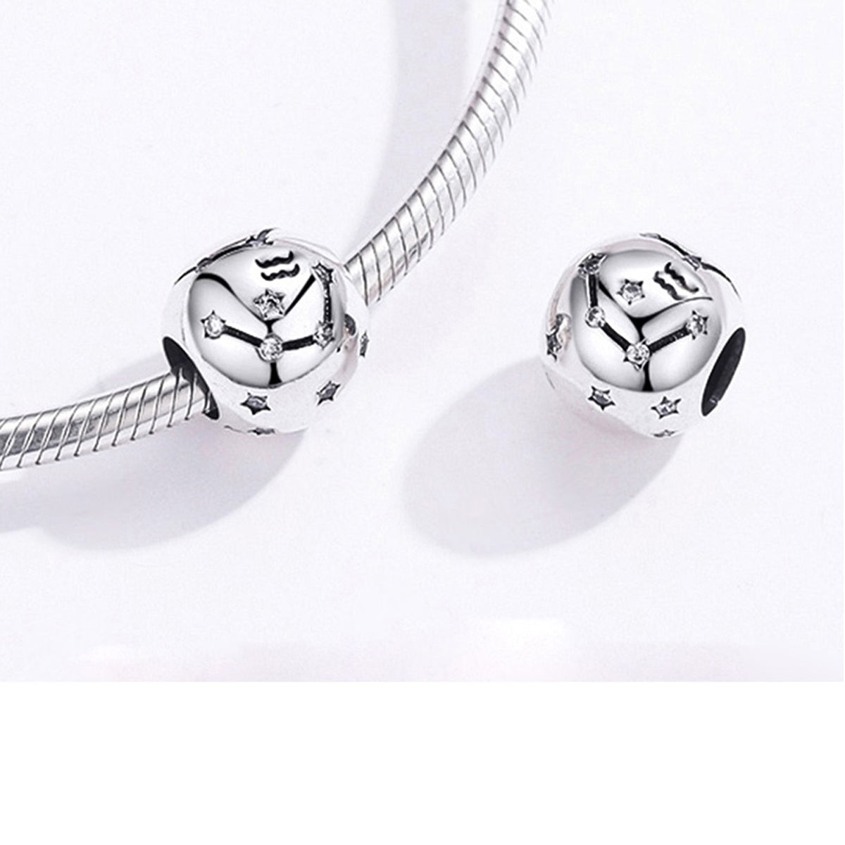 Charm De Plata Esterlina 925 Scc1218 Signos Del Zodiaco Color Acuario - 11