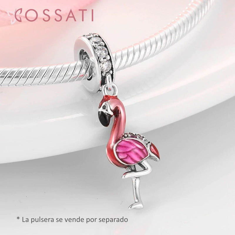 Charm Dije De Plata Esterlina S925 Pd0131 Flamenco Esmaltado