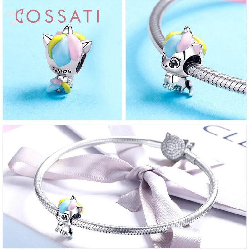 Charm De Plata Esterlina 925 Bsc059 100% Original Unicornio
