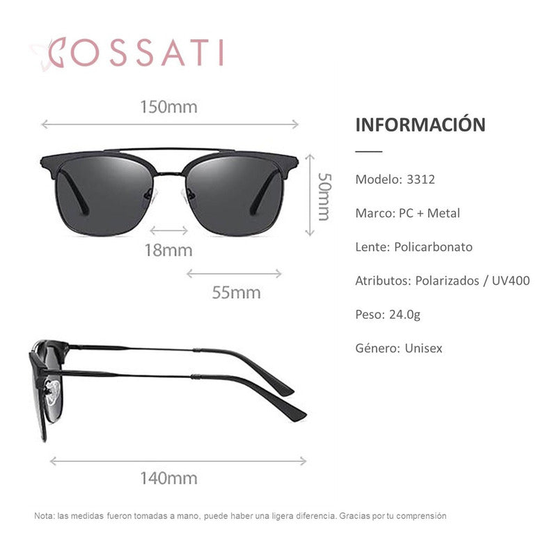 Lentes De Sol Hombre Y Mujer Cossati M006 Polarizados Uv400