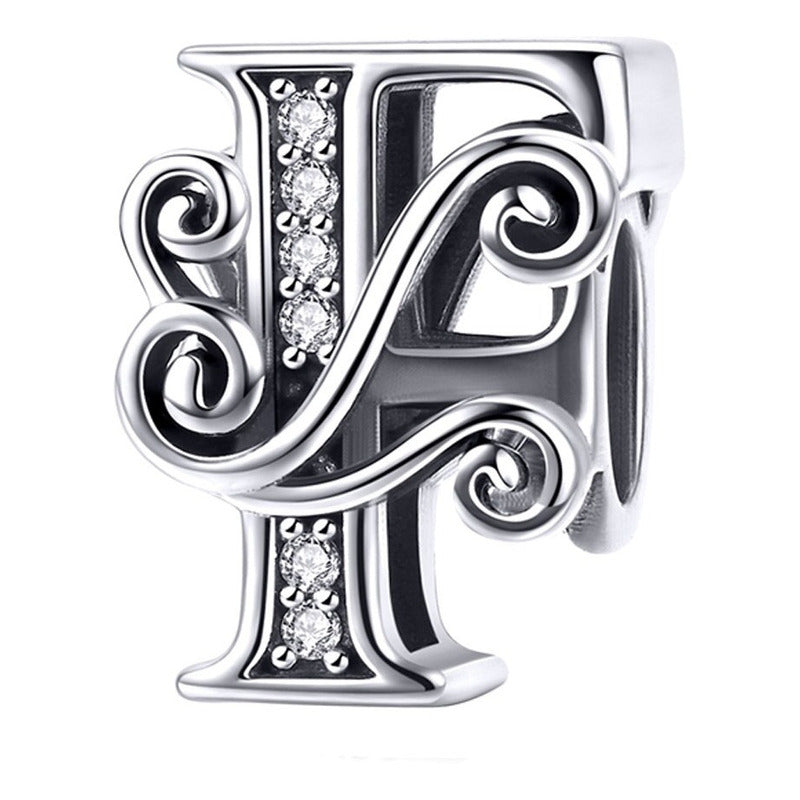 Charm Letra Abecedario Plata S925 Bsc030 Compatible Pandor Color Letra F