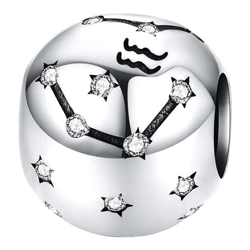 Charm De Plata Esterlina 925 Scc1218 Signos Del Zodiaco Color Acuario - 11
