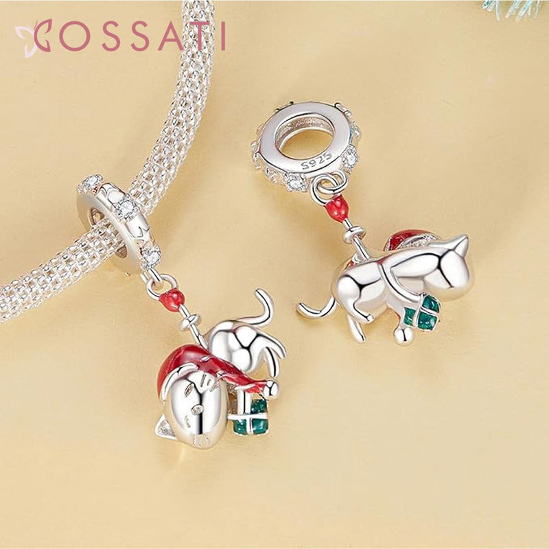 Charm Dije Plata De Ley 925 Cossati Scc2649 Gato Navidad