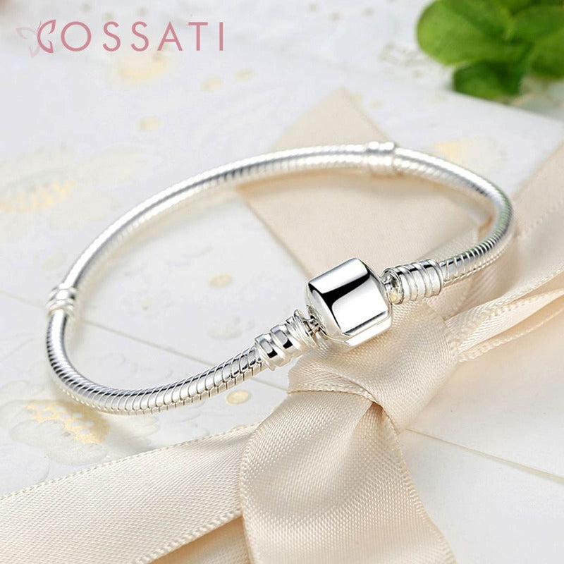 Pulsera De Plata Esterlina 925 Original Pas902 Broche Liso