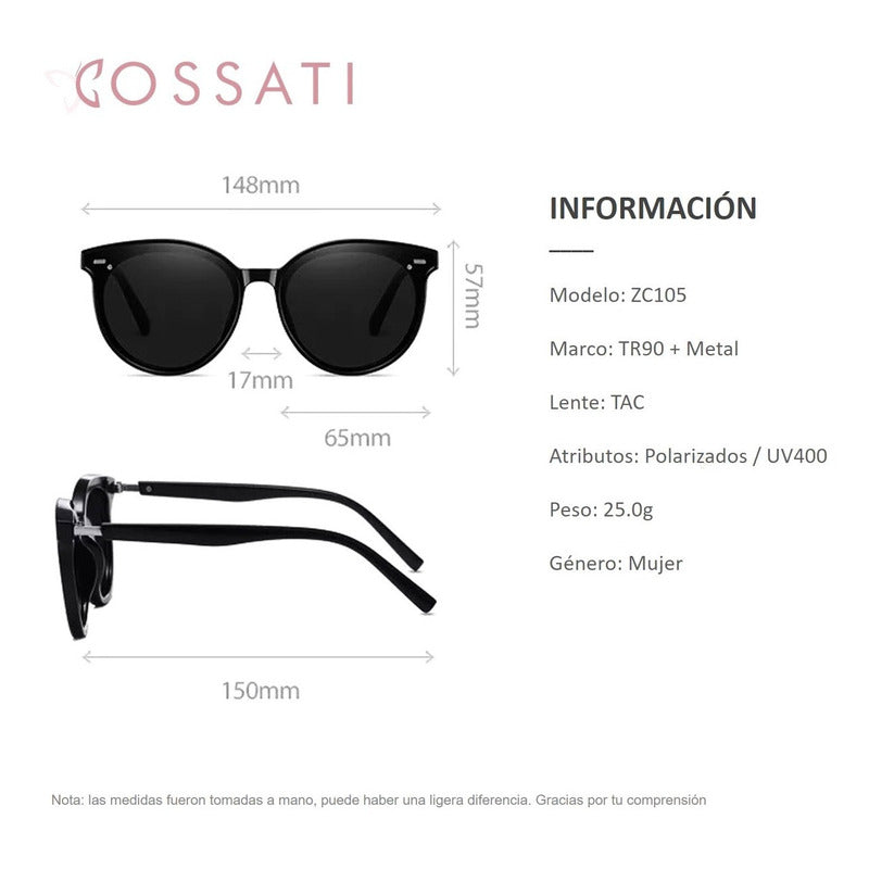Lentes De Sol Para Mujer Cossati M012 Polarizados Uv400