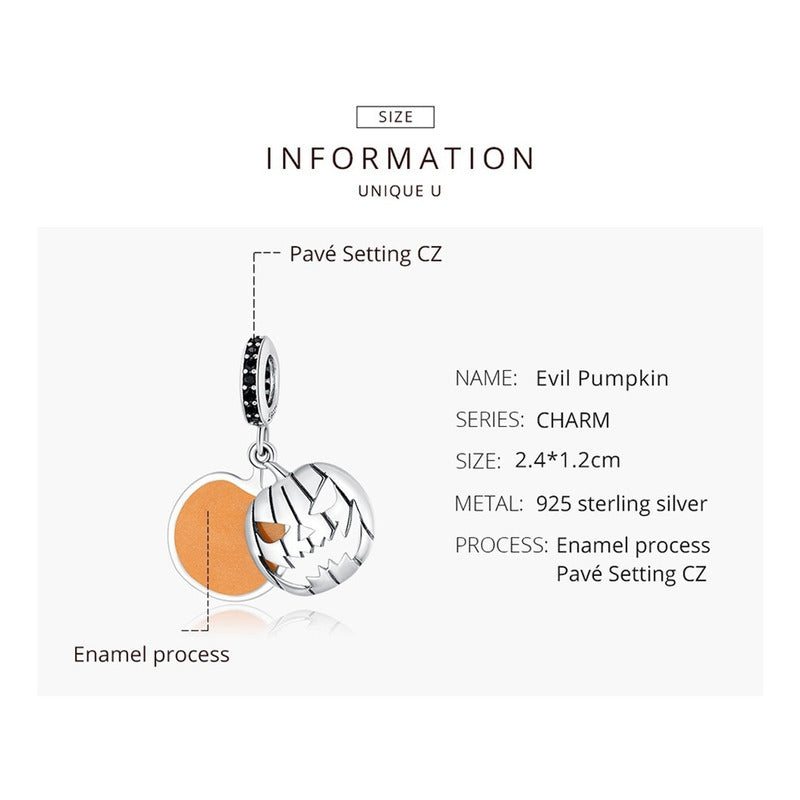 Charm Halloween De Plata Esterlina 925 Scc1620 Original