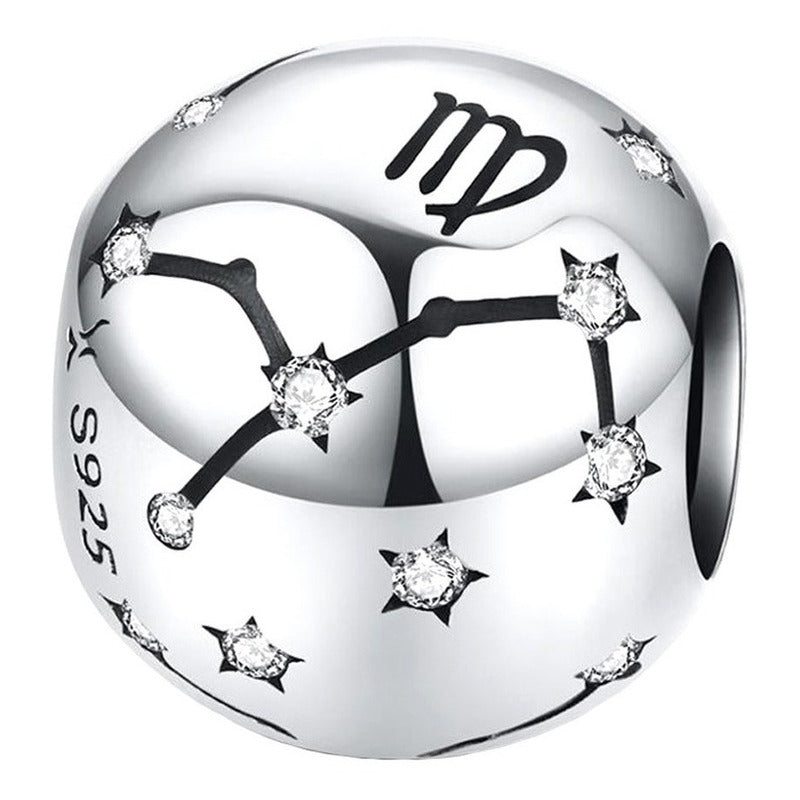 Charm De Plata Esterlina 925 Scc1218 Signos Del Zodiaco Color Virgo - 6