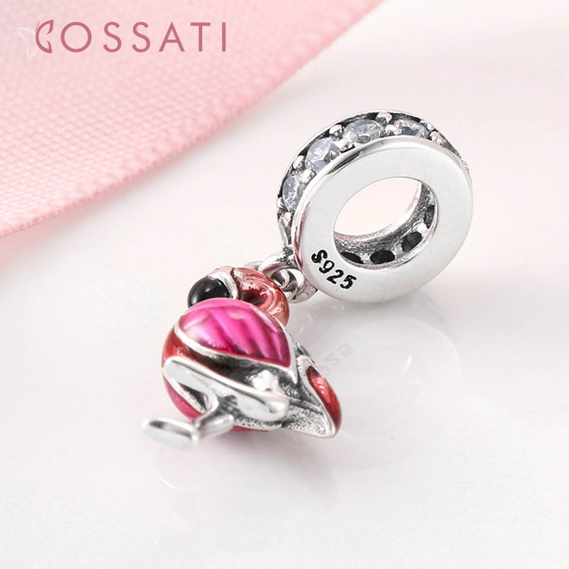 Charm Dije De Plata Esterlina S925 Pd0131 Flamenco Esmaltado