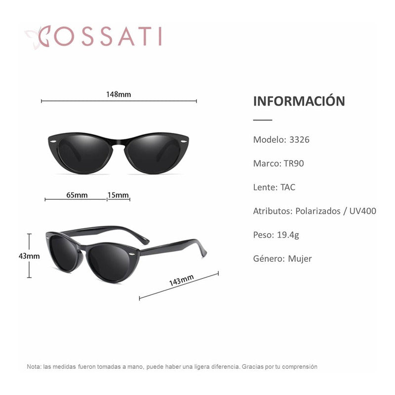Lentes De Sol Cossati 3326 Polarizados Uv400 Para Mujer
