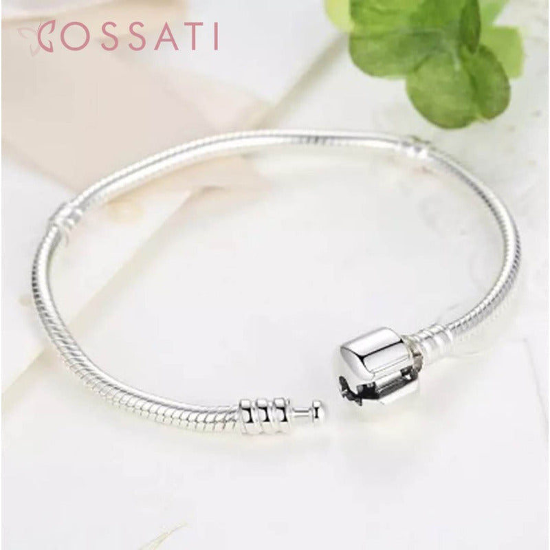 Pulsera De Plata Esterlina 925 Original Pas902 Broche Liso
