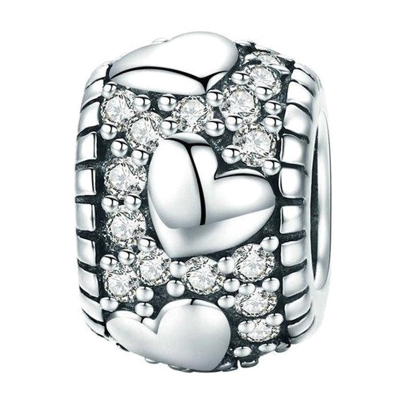 Charm De Plata Esterlina 925 Scc798 100% Original Corazones