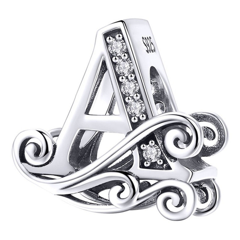 Charm Letra Abecedario Plata S925 Bsc030 Compatible Pandor Color Letra A