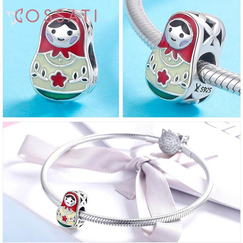 Charm De Plata Esterlina 925 Scc1086 100% Original Muñeca Rusa