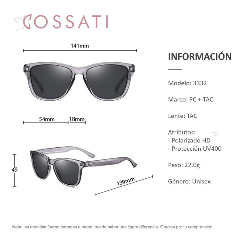 Lentes De Sol Para Mujer Cossati M007 Polarizados Uv400