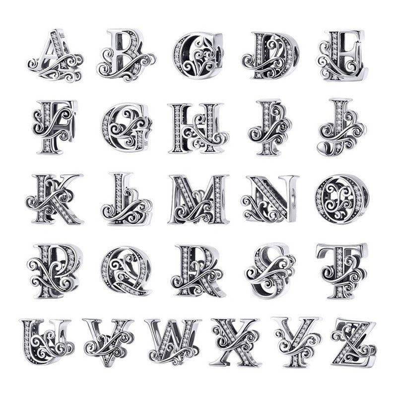Charm Letra Abecedario Plata S925 Bsc030 Compatible Pandor Color Letra F