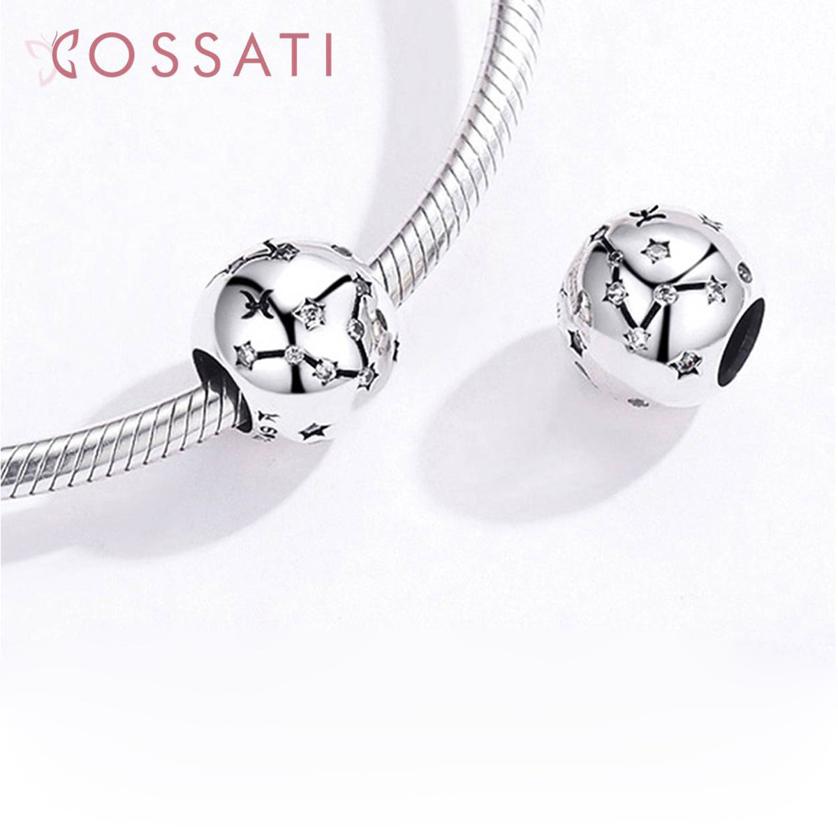 Charm De Plata Esterlina 925 Scc1218 Signos Del Zodiaco Color Piscis - 12
