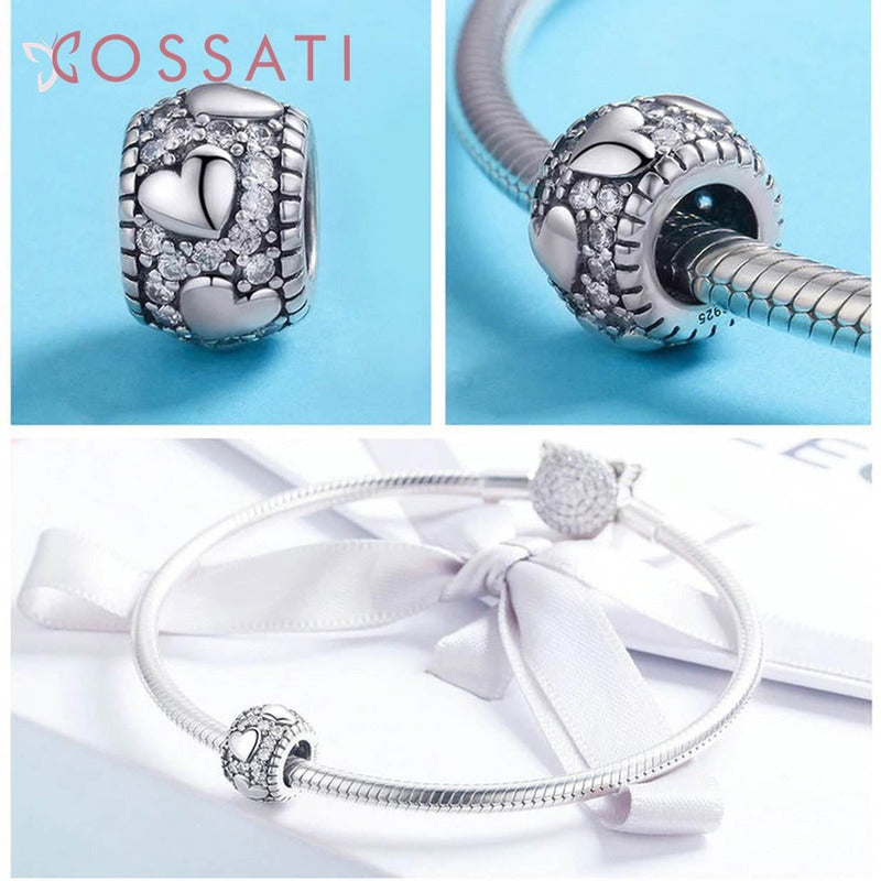 Charm De Plata Esterlina 925 Scc798 100% Original Corazones