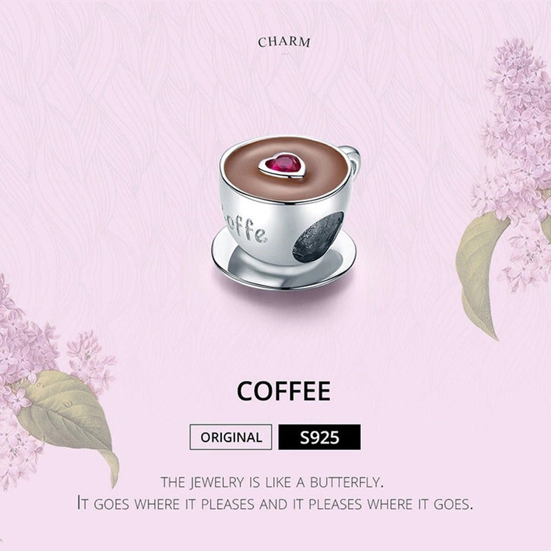 Charm De Plata Esterlina 925 Scc1286 Original Taza De Café