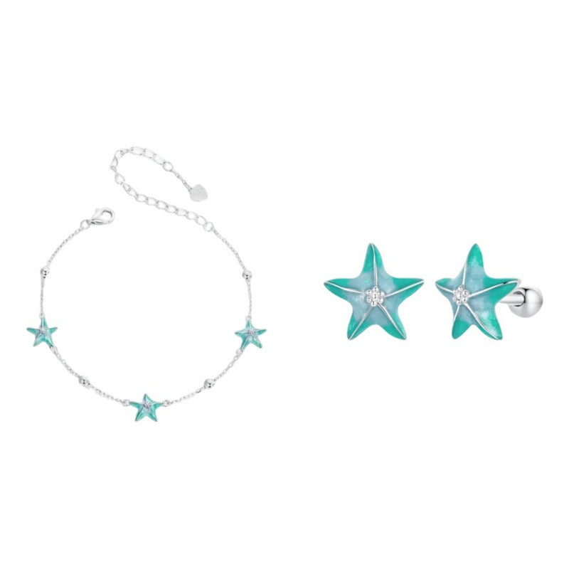Conjunto De Plata S925 Cossati Scb276 + Sce1747 Estrella Mar