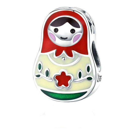 Charm De Plata Esterlina 925 Scc1086 100% Color Muñeca Rusa
