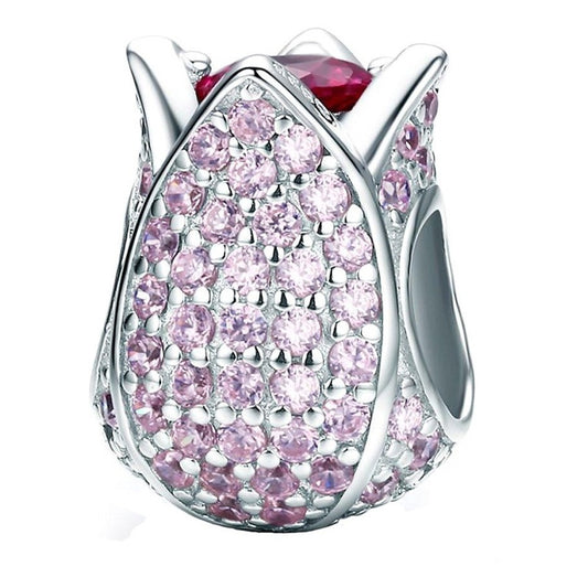 Charm De Plata Esterlina 925 Scc569 100% Color Tulipán
