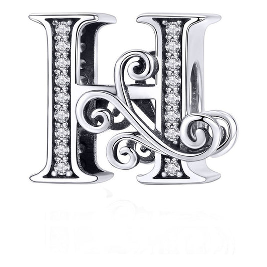 Charm Letra Abecedario Plata S925 Bsc030 Compatible Pandor Color Letra H