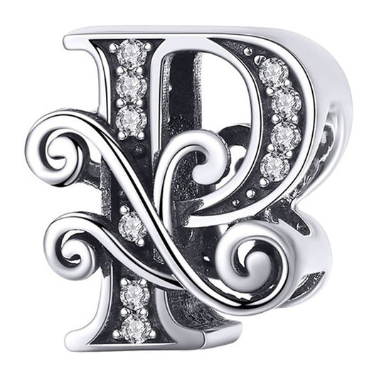Charm Letra Abecedario Plata S925 Bsc030 Compatible Pandor Color Letra P