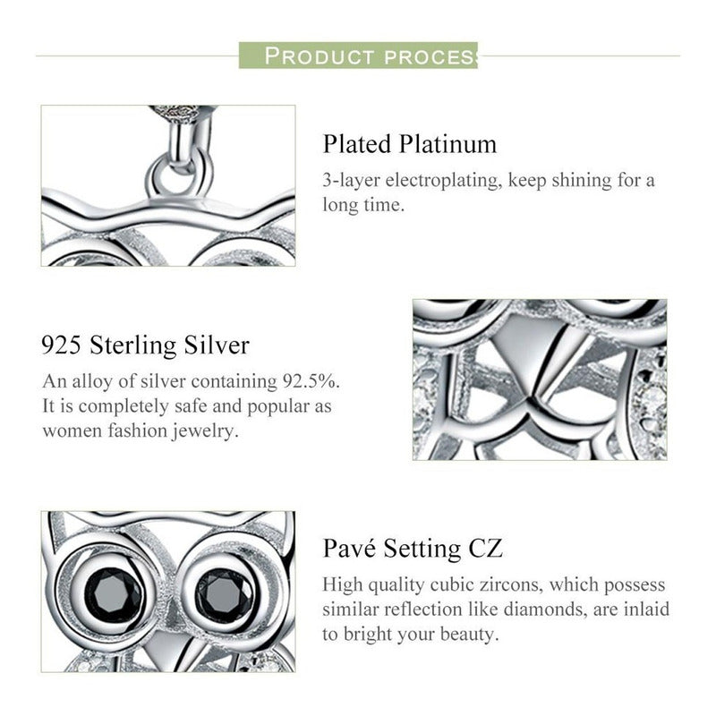 Charm De Plata Esterlina 925 Scc1124 100% Original Búho