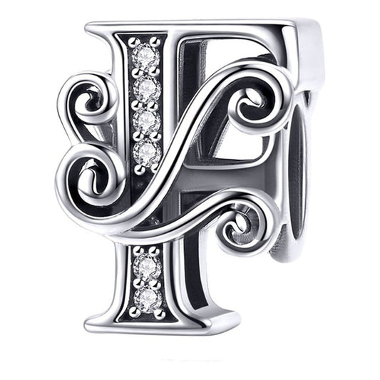 Charm Letra Abecedario Plata S925 Bsc030 Compatible Pandor Color Letra F
