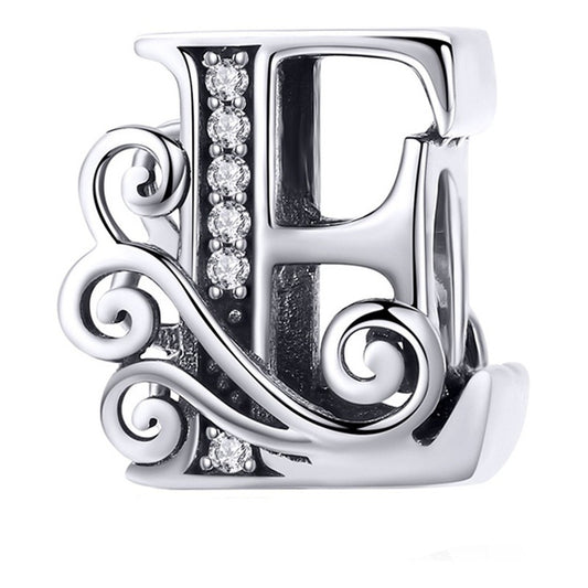 Charm Letra Abecedario Plata S925 Bsc030 Compatible Pandor Color Letra E