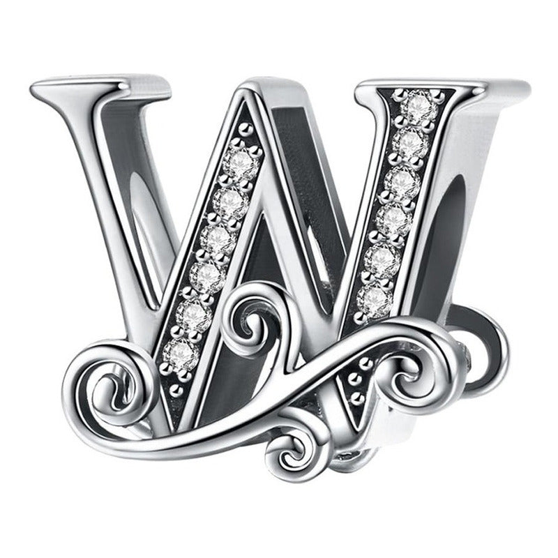 Charm Letra Abecedario Plata S925 Bsc030 Compatible Pandor Color Letra W