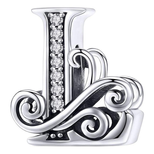 Charm Letra Abecedario Plata S925 Bsc030 Compatible Pandor Color Letra L
