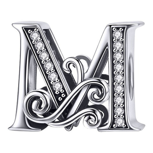 Charm Letra Abecedario Plata S925 Bsc030 Compatible Pandor Color Letra M