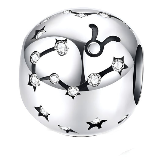 Charm De Plata Esterlina 925 Scc1218 Signos Del Zodiaco Color Tauro - 2