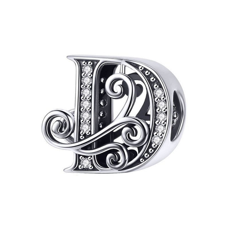 Charm Letra Abecedario Plata S925 Bsc030 Compatible Pandor Color Letra D