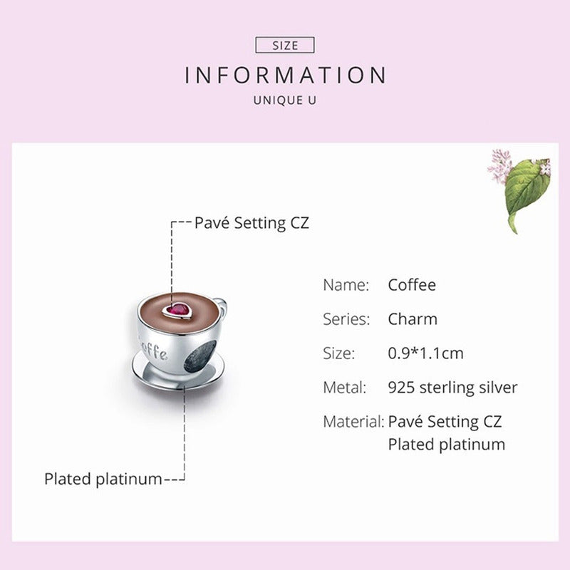 Charm De Plata Esterlina 925 Scc1286 Original Taza De Café