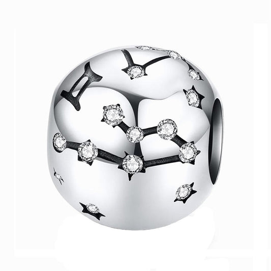 Charm De Plata Esterlina 925 Scc1218 Signos Del Zodiaco Color Géminis - 3