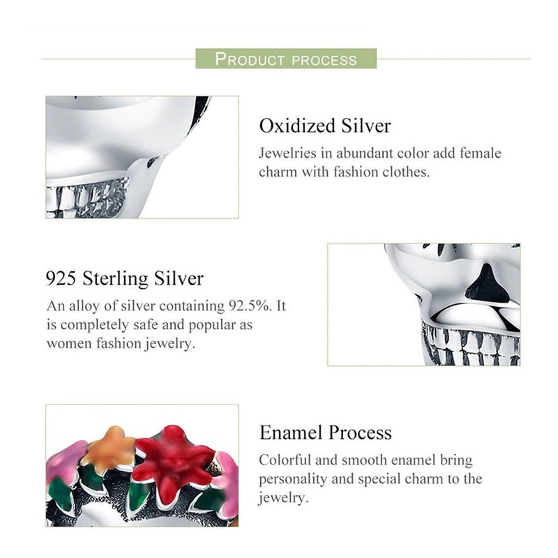 Charm De Plata Esterlina 925 Scc888 100% Original  Calavera