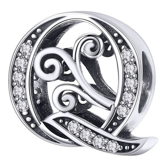Charm Letra Abecedario Plata S925 Bsc030 Compatible Pandor Color Letra Q