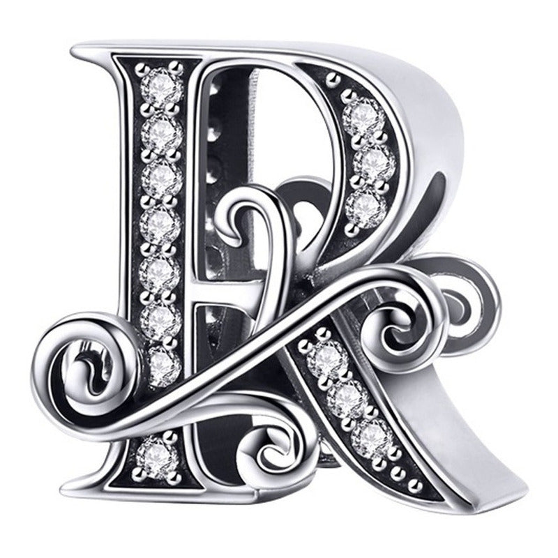 Charm Letra Abecedario Plata S925 Bsc030 Compatible Pandor Color Letra R