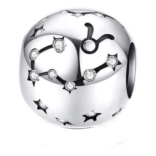 Charm De Plata Esterlina 925 Scc1218 Signos Del Zodiaco Color Tauro - 2
