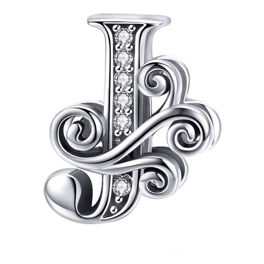 Charm Letra Abecedario Plata S925 Bsc030 Compatible Pandor Color Letra J