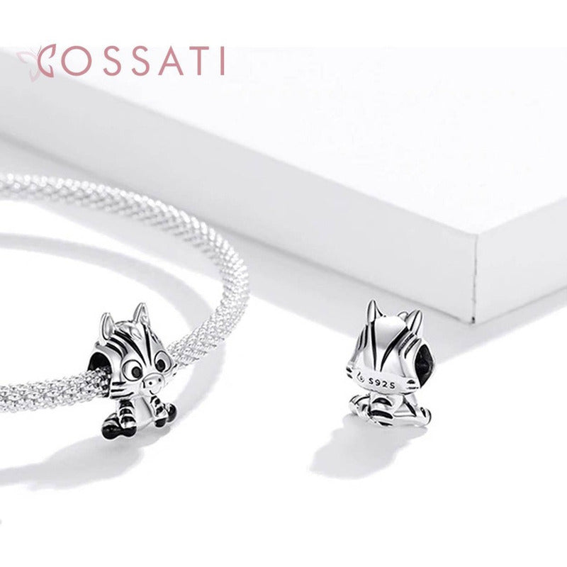 Charm De Plata Esterlina 925 Cossati Bsc387 Original Cartoon Zebra