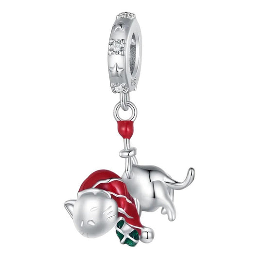 Charm Dije Plata De Ley 925 Cossati Scc2649 Gato Navidad