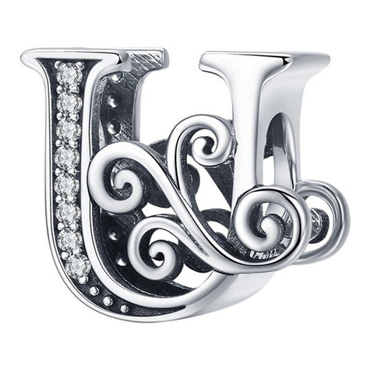 Charm Letra Abecedario Plata S925 Bsc030 Compatible Pandor Color Letra U