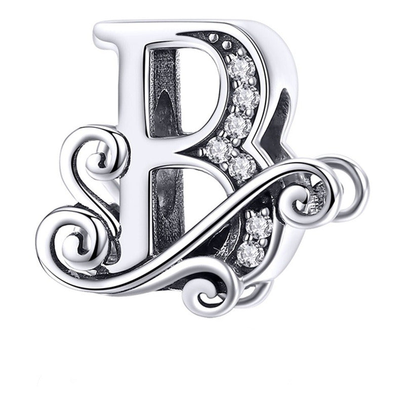 Charm Letra Abecedario Plata S925 Bsc030 Compatible Pandor Color Letra B