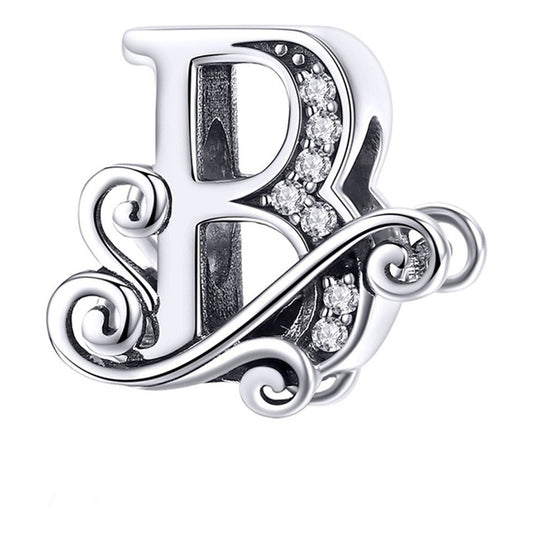 Charm Letra Abecedario Plata S925 Bsc030 Compatible Pandor Color Letra B
